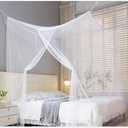 Mengersi Mosquito Net for Bed Canopy,One Side Opening Canopy Netting Bed Drapes for Camping Home Outdoor Travel Dormitory,Queen
