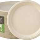 Vplus 150 Pack Compostable Disposable Paper Plates 10 inch Super Strong 100% Bagasse Natural Biodegradable Eco-Friendly Sugarcane Plates(nature)