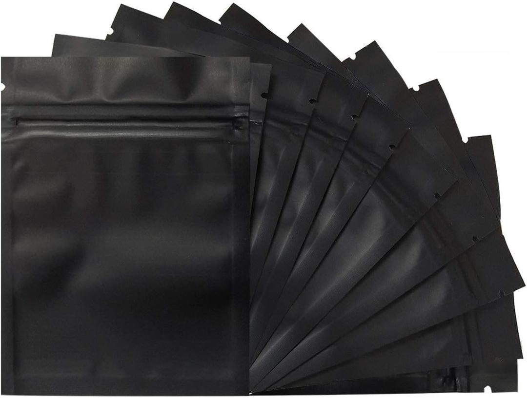 200 Pack Mylar Bags 3.3 x 5.1 Inch Resealable Smell Proof Bags Foil Pouch Bag Flat Bag Matte Black