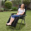 Simple Deluxe Zero Gravity Chair, Premium Outdoor Lawn Folding Lounge Recliner with Removable Pad & Headrest & Side Cup Holder Tray for Indoor and Outdoor, Black