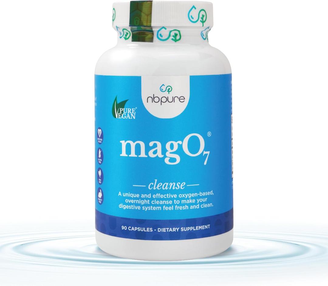 nbpure MagO7 - Natural Colon Cleanse & Detox | Occasional Constipation Relief, Stool Softening, & Bloating Support for Men & Women | Ozonated Magnesium Oxide, 90 Capsules EXP 01/2027