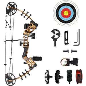 Youth Compound Bow Set 15-45 Lbs for Teens and Beginner, Package with Archery Hunting Equipment, Max Speed 260fps, Adjustable, Right Hand