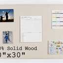 Bulletin Board Cork Board with Linen, 100% Wood Framed 30" x 20" Bulletin Board Decorations, Pin Boards for Walls, Wall Mounted Fabric Picture Board with 10 Pushpins for School, Home & Office, White