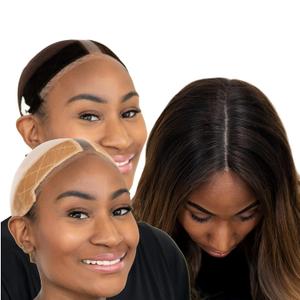 MILANO COLLECTION Lace Wig Grip Cap for Women, Adjustable Wig Caps for Women Non Slip with Headband to Secure Lace Top Perfectly in Place, One Size Fits All, Chocolate Brown & Nude, 2 Pack (1 Chocolate Brown, 1 Nude)