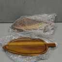 Rtteri 6 Pcs Acacia Wood Serving Trays 13" x 5.5" Novelty Leaf Shaped Wooden Dinner Plates for Snacks, Cookies, Fruits Cheese Display Food Dish Home Office