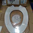 Mayfair Linden Slow Close Toilet Seat, Non Slip Heavy Duty Wood, Easy Install, Elongated, White