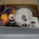 Halloween Table Centerpieces Decorations Halloween Table Artificial Flowers Tabletop Decor for Home Kitchen Indoor Party(Skeleton Head Crow)