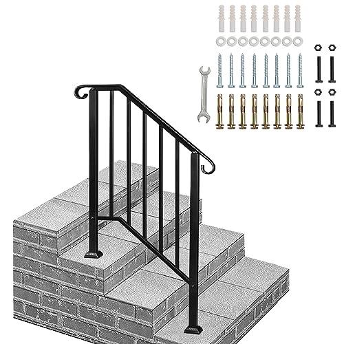 VINGLI Handrails for Outdoor Steps, Stair Handrail Fits 2 to 3 Steps, Wrought Iron Hand Rail Stair Railing Kit for Concrete Steps, Porch Steps or Wooden Steps VINGLI Handrails for Outdoor Steps, Stair Handrail Fits 2 to 3 Steps, Wrought Iron Hand Rail Stair Railing Kit for Concrete Steps, Porch Steps or Wooden Steps
