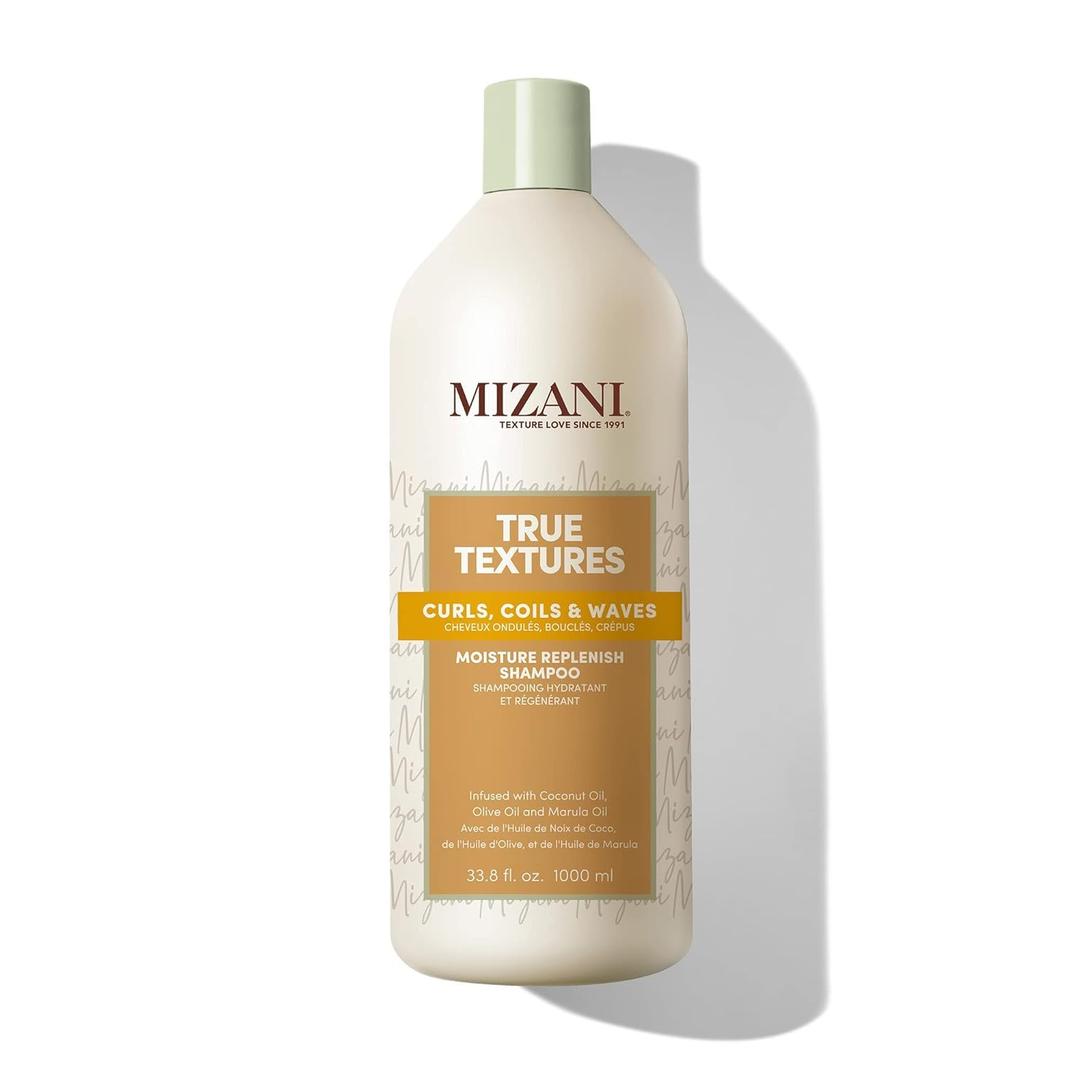 MIZANI True Textures Moisture Replenish Shampoo For Curly Hair - Smooths & Hydrates With Coconut Oil, Sulfate & Paraben-Free (33.8 Fl Oz (Pack of 1))