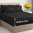 Extra Deep Queen Sheet Set - 6 Piece Breathable & Cooling Sheets - Hotel Luxury Bedding Set w/18-24 Inch Extra Deep Pockets - Easy & Secure Fit - Super Soft, Wrinkle Free & Comfy - Black, Queen Size