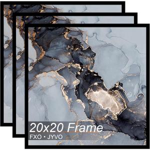 Fxojyvo 20x20 Frame Set of 3, Black Picture Frame for 20 x 20 Square Picture Poster Photo, Light Weight and High Transparent 20 by 20 Frame for Wall - 3 Pack/Black/20 x20