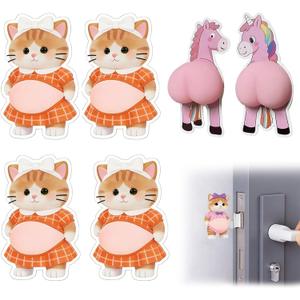 3D Shiba Inu Dog Belly Stickers, Cute Animal Big Belly Stickers for Door | 3 Pairs 3D Cat Belly Door Stoppers Super Soft Silicone Anti-Collision Stickers for Walls, Phones, Notebooks & Car