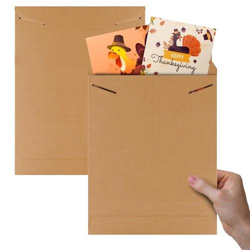 APQ Tab Lock Rigid Mailers 18 x 24 Inches. Pack of 3 Brown Double Wall Cardboard Envelope Mailers. Sturdy Stay Flat Mailers for Photos, Documents, and Artworks. Shipping Photo Mailer Envelopes