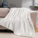 Vonty Satin Throw Blanket - Ivory White, 60x80 Inches, Cooling & Silky, Wrinkle-Free Cable Knit for Couch, Sofa, Bed, Outdoor
