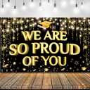 KatchOn XtraLarge "We Are So Proud of You" Banner – 72x44 in | Black & Gold Graduation Backdrop 2025 | Congrats Banner for Graduation Decorations