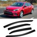 Rain Guards for 2014-2019 Toyota Corolla, Out-Channel Window Visor Shields Vent Deflector Shade Wind Dark Smoke 2015 2016 2017 2018 14 15 16 17 18 19, Tape-On Outside-Mount, 4PCS