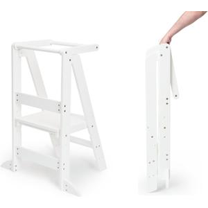 Foldable Kids Stool - Toddler Tower & Standing Stool, White