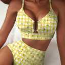 Herseas Womens 2 Piece High Waisted U Wire Bikini Set Floral Print Swimsuit Crisscross Back Bathing Suit Beach Swimwear, S