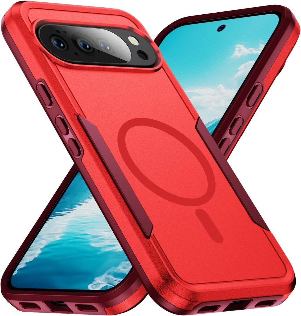 Teayoha for Google Pixel 10 Pro XL Case,[Compatible with Magsafe] [Military Grade Drop Tested] Shockproof Magnetic Tough Rugged Protective Phone Case -6.8 inch (Red)