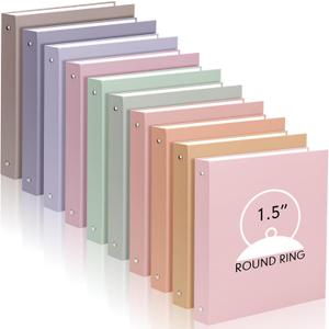 Ctosree 10 Pack Colored 3 Ring Binder with 2 Pockets Hardcover Loose Leaf Binder for Women Men Teacher Student School Office Home Supplies, Fits 11 x 8.5 Size Paper, 10 Colors, 1.5",Fantasy Color 
