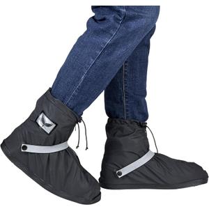 Waterproof Rain Boot Shoe Covers for Men Women with Reflector, Black Non-slip Reusable Boot Covers with Side Zipper, Foldable Anti-Snow Shoe Covers Rainproof Overshoes Over Shoes Galoshes (X-Large, Short-Style)
