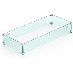 Skyflame 42" X 18" Rectangular Fire Pit Glass Wind Guard Replacement for Outdoor