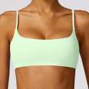 Comper Women's Sports Bra with Thin Straps Stretchy Wirefree Workout Bras Lightweight Workouts Bralette with Removable Pads (Light Green-S)