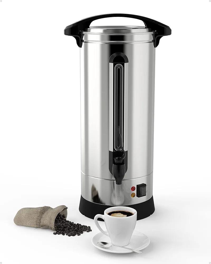 Coffee Urn 65 Cups, Commercial Grade Hot Water Dispenser with Coffee Percolator,10L Stainless Steer Hot Beverage Thermos,Hot Water Urn for Catering, Silver