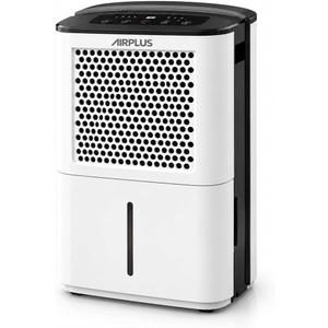 AIRPLUS Max 50 Pint Tall Dehumidifier for Home Bedroom up to 4500 Sq Ft | Mid Century Retro Design, Continuous Drainage, Drain Hose, Intelligent Humidistat, Ideal for Basement, Bedroom, Bathroom (Does not power on parts only)