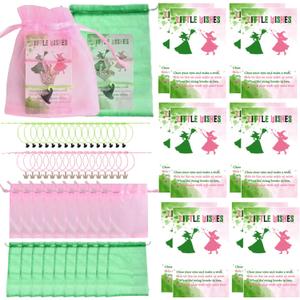 12 Set Witch Party Bracelets Bulk With Cards and Organza Bags Pink Green Princess and Witch Musical Movie Fan Adjustable Friendship Matching Bracelets Gifts For Birthday Party Favor Supplies