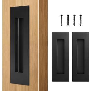 HBL' 4 Pack | 5.9 Inch Closet Door Pulls, 304 Stainless Steel Sliding Closet Finger Pull, Recessed Finger Pull for Bypass, Pocket and Barn Door, Black