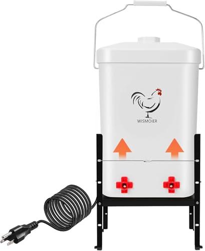 WISMOIER 3 Gallon Heated Chicken Waterer for Winter Automatic Chicken Water Heater,Adsjustable Height Anti-Freezing Poultry Watering System，White 9 in x 7.1 inch x 13.7in