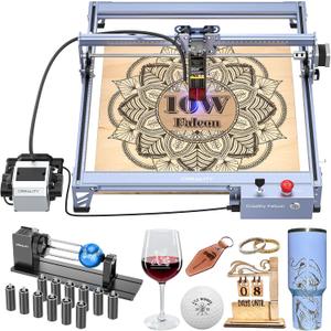 Creality 10W Laser Engraver, Falcon Pro with 3-in-1 Laser for Wood Engraving, 72000mW Efficient Laser Engraving Machine Fit, for Wood, Metal, Paper, Acrylic, Leather, Glass Tumbler Ring, 17" x 16"