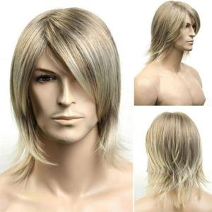 Kaneles Mens Blonde Wig Straight Side Part Natural Hair Replacement Synthetic Costume Halloween Hair Wigs
