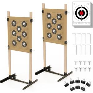 KNINE OUTDOORS Shooting Target Stand for Outdoors, Durable Paper Target Holder with Stable Adjustable Base for Paper Shooting Targets Cardboard Silhouette, H Shape, USPSA/IPSC, IDPA Practice, 2 Pack