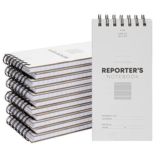 Juvale Reporters Notebook Pack - Top-Bound Notebook & Steno Pad for Journalism & Field Notes - Spiral Binding Lay-Flat Design - 4 x 8 in White, 12-Pack
