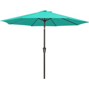 JEAREY 9FT Outdoor Patio Umbrella Outdoor Table Umbrella with Push Button Tilt and Crank, Market Umbrella 8 Sturdy Ribs UV Protection Waterproof for Garden, Deck, Backyard, Pool (Aqua Sky)