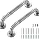 Grab Bars for Shower, 2 Pack 12-Inch Anti Slip Shower Handles for Elderly, Safety Shower Grab Bar, Stainless Steel Handicap Grab Bars for Bathroom,Toilet (Brushed Nickel, 1" Diameter)