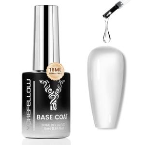 2 x YOKE FELLOW Base Coat Nail Polish - 16ML No Wipe Base Coat for Soak Off LED Nail Lamp Nail Polish Gel Upgraded Long-Lasting DIY Home and Nail Salon