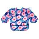 Tiny Twinkle Long Sleeve Bib for Babies & Toddlers | Waterproof Smock Bib for Eating | Machine Washable & Mess-Proof Feeding Essentials | Newborn Shower Gift (Floral Blue, S)