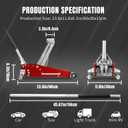 Jack Boss 3 Ton Low Profile, Aluminum and Steel Racing Floor Jack with Dual Pistons Quick Lift Pump for Sport Utility Vehicle, Lifting Range 3-15/16" min to 18-5/16" max, Net Weight 58.5 lb, Red