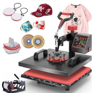 OIIEE Heat Press Machine 5 in 1 Combo Heat Press 15 x 15 Inch Heat Transfer Machine 360-Degree Swing Away Digital Shirt Printing Multi-function Heat Transfer Sublimation for T Shirts Mug Hat Plate Cap