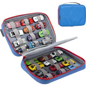 KISLANE 24 Diecast Cars Storage for Diecast Cars, Storage Case Compatible with 24 Diecast Cars, Matchbox Cars, Mini Cars, Diecast Cars Storage for Kids, Bag Only (Blue)