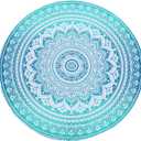 RAJRANG Small Round Tapestry for Picnic and Camping Cotton Ombre Mandala Tablecloth Yoga Mat Beach Circular Tapestries - 48 Inch - Sea Green