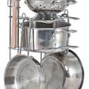 Melissa & Doug Stainless Steel Pots & Pans, 8 Piece Play Kitchen Set, Premium Play Kitchen Accessories & Cooking Utensils, Preschool Toys for Kids 3+