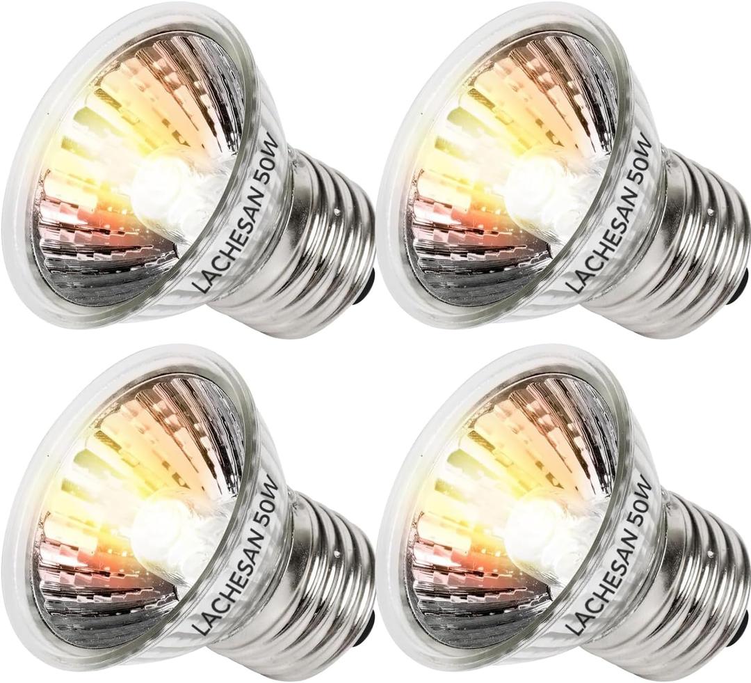 4-Pack 50W UVA Bulbs, Fit E26 Heat Reptile Lamp, Light Turtle Heat Lamp for Reptiles and Amphibian Tanks, Terrariums and Cages, Works with Various Lamp Fixtures