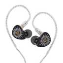 Kiwi Ears x B_Media Chorus in Ear Monitor, DLC Diaphragm Dynamic Driver IEM, with CNC Metal Faceplate, Wired Earbuds with Dual Silver-Plated Cable for Musicians (1, Black, 3.5mm No Mic)