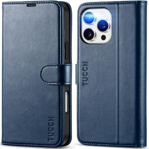 TUCCH Case Wallet for iPhone 16 Pro Max, Kickstand Magnetic [RFID Blocking] 4 Card Slots [TPU Inner Shell] PU Leather Protective Cover Compatible with iPhone 16 Pro Max 5G 2024, Dark Blue