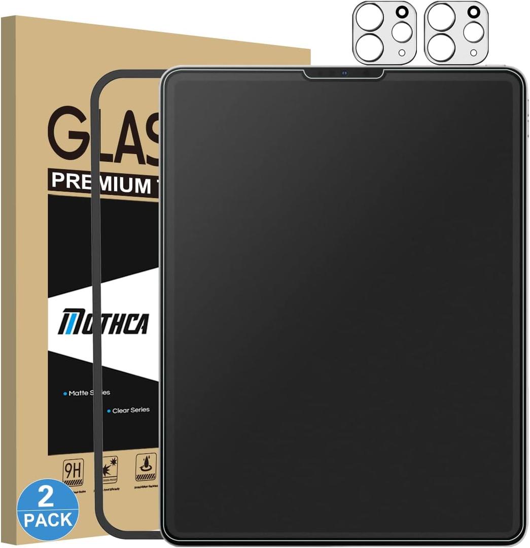 Mothca 2 Pack Matte Glass Screen Protector for iPad Pro 12.9 6th/5th/4th/3rd Gen(2022/2021/2020/2018), Anti-Glare & Anti-Fingerprint Tempered Glass