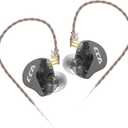CCA CRA in Ear Monitor, Ultra-Thin Diaphragm Dynamic Driver IEM Earphones, Clear Sound & Deep Bass in Ear Headphones, Wired Gaming Earbuds with 2 Pin Detachable Cable for Singer Musicians Drummers (Black)